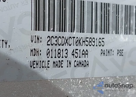 2019 Dodge Charger R/T Rwd from USA, damaged, VIN 2C3CDXCT0KH589165